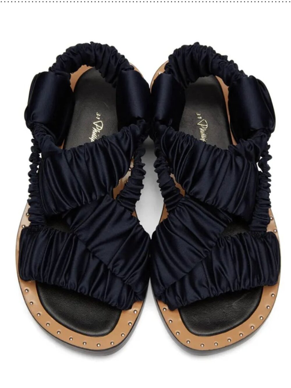 3.1 PHILLIP LIM NAVY SATIN NAGANO SANDALS IN SIZE 39